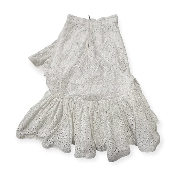 Johanna Ortiz Maui ruffle eyelet cotton skirt, White, Size 4, New with tag - Picture 7 of 16